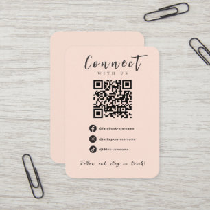Cartão De Visita Código QR de Pêssego Suave do Instagram Tiktok no