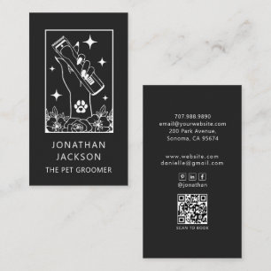Cartão De Visita Código QR de Pet Groomer Tarot