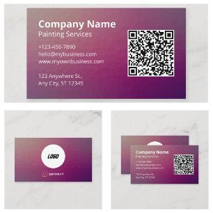 Cartão De Visita Código QR de Pintor Roxo Minimalista