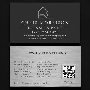 Cartão De Visita Código QR de Pintura de Drywall Profissional