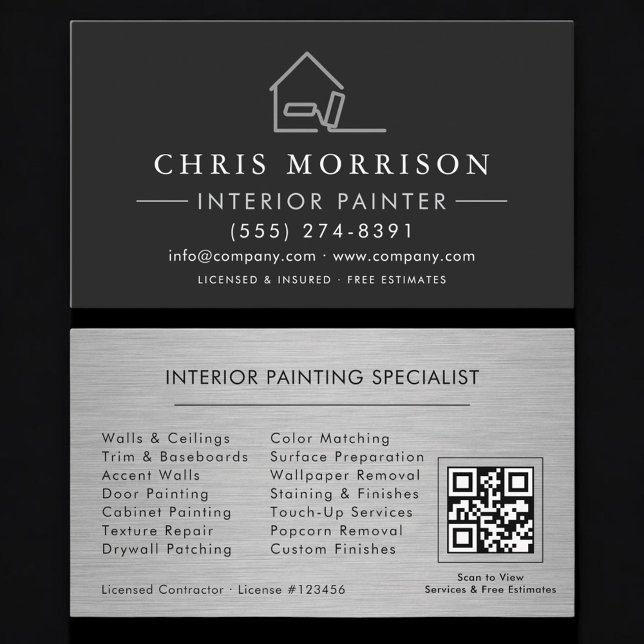 Cartão De Visita Código QR de Pintura Interior Profissional (Criador carregado)