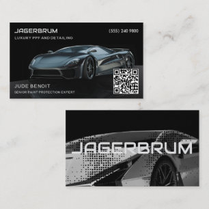 Cartão De Visita Código QR de PPF de Supercarro de Luxo e Detalhame