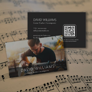 Cartão De Visita Código QR de Professor de Música Cantor e Composit