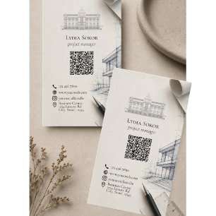 Cartão De Visita Código QR de Rede Arquitetônica Moderna