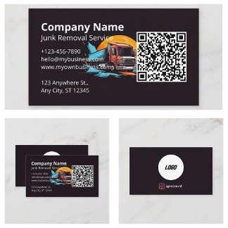 Cartão De Visita Código QR de Remoção de Entulho de Logo Moderna