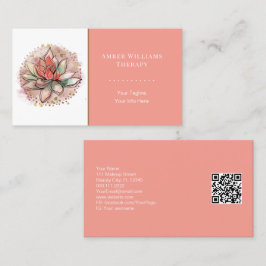 Cartão De Visita Código QR de Reparação de Ioga Suculente do Terapê