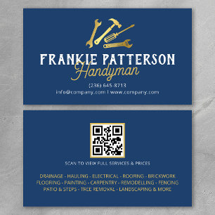 Cartão De Visita Código QR de Reparo e Manutenção de Faz-Tudo Blue