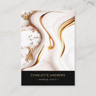 Cartão De Visita Código QR de Salão de Mármore Dourado com brilho m