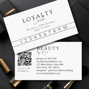 Cartão De Visita Código QR de Salão Minimalista Elegante Preto e Br