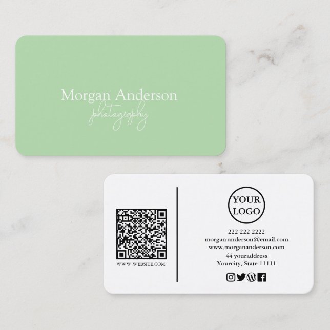 Cartão De Visita Código QR de Script de Assinatura Moderna Social (Frente/Verso)