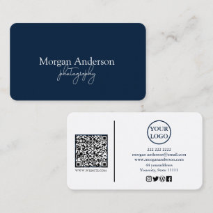Cartão De Visita Código QR de Script de Assinatura Moderna Social