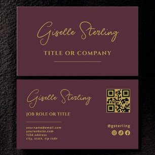 Cartão De Visita Código QR de Script de Empresa Profissional Dourad