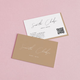 Cartão De Visita Código QR de Script Manuscrito Manuscrito de Boho 