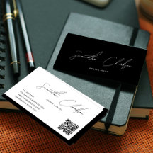 Código QR de Script Manuscrito Simples Preto e Bra