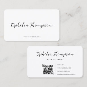 Cartão De Visita Código QR de Script Minimalista Simples
