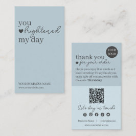 Cartão De Visita Código QR de Script Moderno Azul, Obrigado Empresa