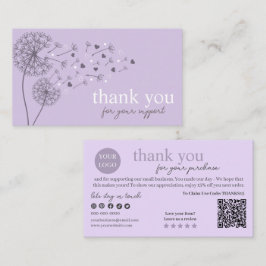 Cartão De Visita Código QR de Script Moderno Roxo, Obrigado