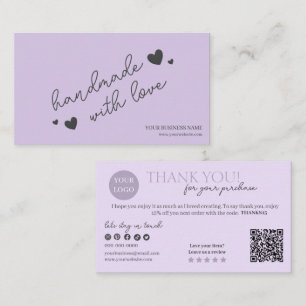 Cartão De Visita Código QR de Script Moderno Roxo, Vela de Obrigado