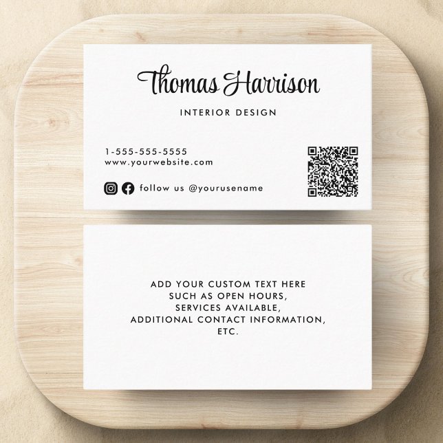 Cartão De Visita Código QR de Script na moda (Capture attention, make connections, and leave a lasting impression with our modern QR business card)