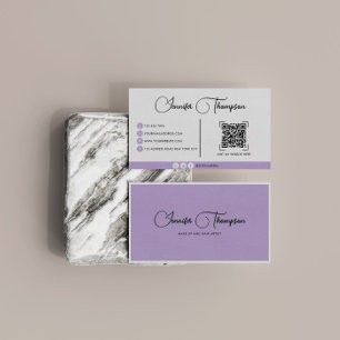Cartão De Visita Código QR de Script Roxo Profissional Moderno