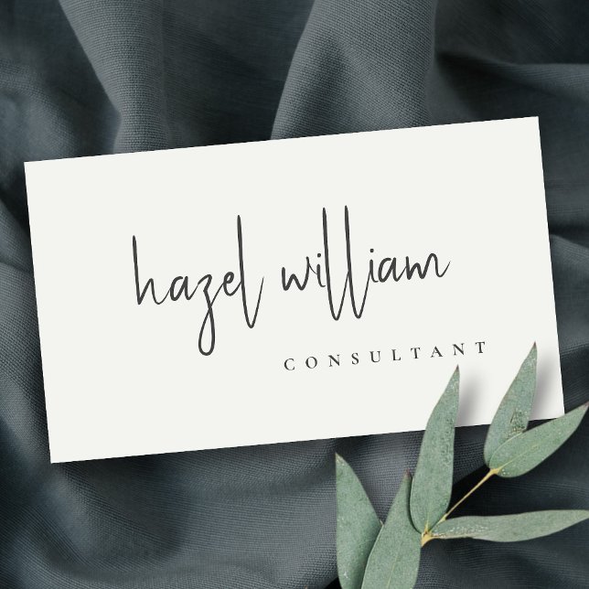 Cartão De Visita Código QR de Script Simples Preto e Branco Moderno (Criador carregado)