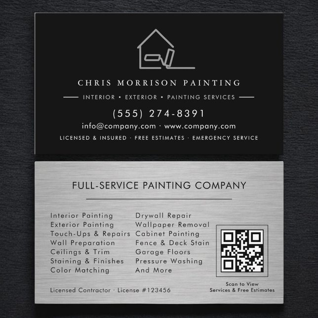 Cartão De Visita Código QR de Serviços de Pintura (Criador carregado)