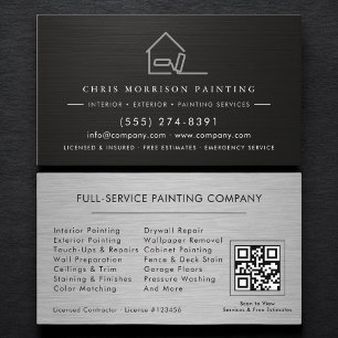Cartão De Visita Código QR de Serviços de Pintura Modernos