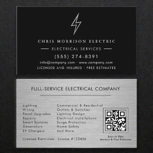 Cartão De Visita Código QR de Serviços Elétricos Profissional