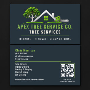 Cartão De Visita Código QR de Serviços Profissionais de Arborista d