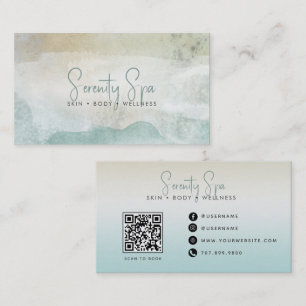 Cartão De Visita Código QR de Spa de Aquarela Moderna