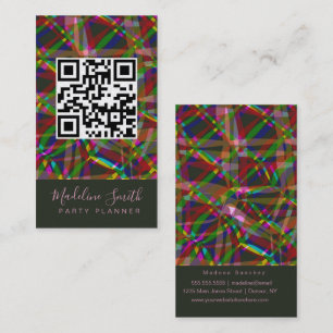 Cartão De Visita Código QR de Streamers de Organizador de Festa