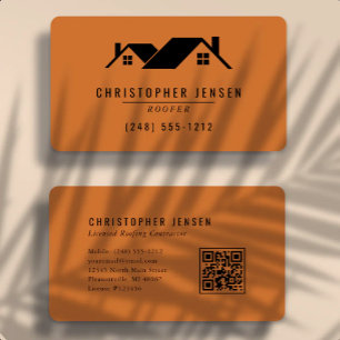 Cartão De Visita Código QR de Telhado Laranja Queimado Arredondado