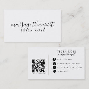 Cartão De Visita Código QR de Terapeuta de Massagem