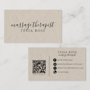 Cartão De Visita Código QR de Terapeuta de Massagem 