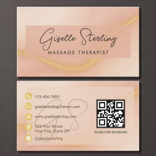 Cartão De Visita Código QR de Terapeuta de Massagem em Aquarela