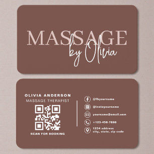Cartão De Visita Código QR de Terapia de Massagem Terracota