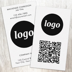 Cartão De Visita Código QR de texto de logotipo simples no formato 