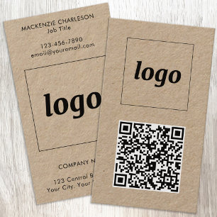 Cartão De Visita Código QR de texto de logotipo simples no formato
