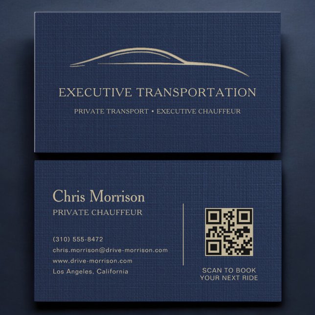 Cartão de visita código QR de transporte de linho  (Criador carregado)