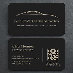 Cartão De Visita Código QR de Transporte de Luxo Ouro Preto