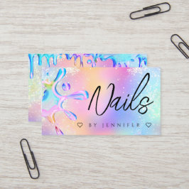 Cartão De Visita Código QR de Unhas com Brilho Holográfico e Polish