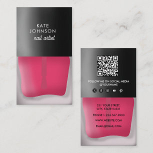 Cartão De Visita Código QR de unhas Manicure Pedicure Beleza Artist