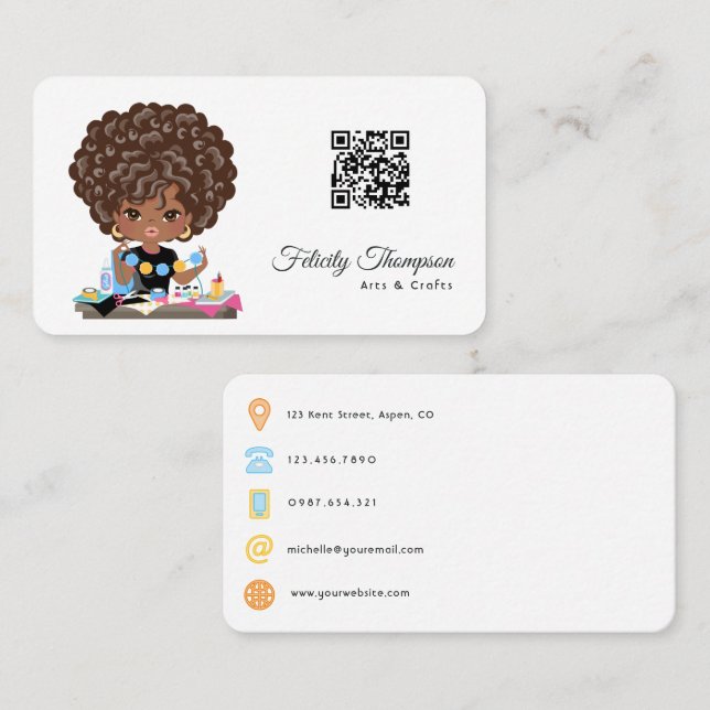 Cartão De Visita Código QR do Afro Crafter (Frente/Verso)