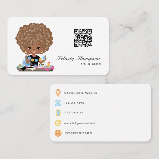 Cartão De Visita Código QR do Afro Crafter (Frente/Verso)