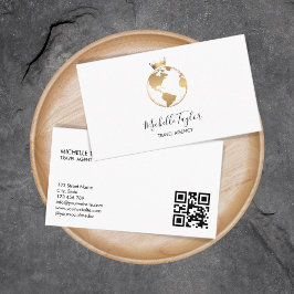 Cartão De Visita Código QR do Agente de Agência de Viagem de Mapa d