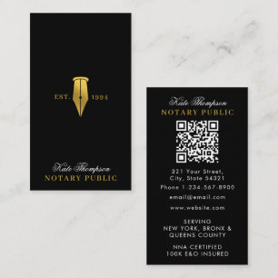 Cartão De Visita Código QR do Agente de Assinatura Notarial Elegant