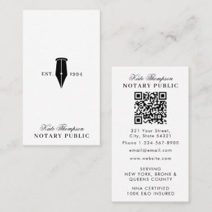 Cartão De Visita Código QR do Agente de Assinatura Notarial Elegant
