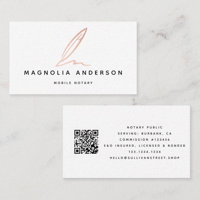 Cartão De Visita Código QR do Agente de Assinatura Pública Notária  (Frente/Verso)