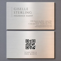 Código QR do Agente de Seguros em Metal Polido