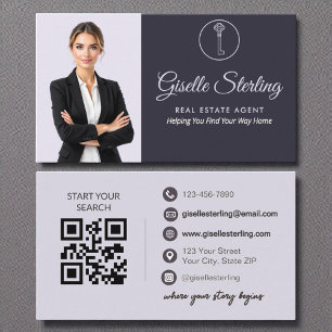 Cartão De Visita Código QR do Agente Imobiliário do Lilac Purple Ph